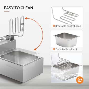 ROVSUN 11.4QT Electric Deep Fryer w/Basket & Lid, Countertop Kitchen Frying Machine, Temperature Adjustable Stainless Steel French Fryer for French Fries, Onion Rings, Donuts, 1700W 60Hz 110V