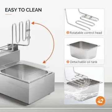 ROVSUN 11.4QT Electric Deep Fryer w/Basket & Lid, Countertop Kitchen Frying Machine, Temperature Adjustable Stainless Steel French Fryer for French Fries, Onion Rings, Donuts, 1700W 60Hz 110V