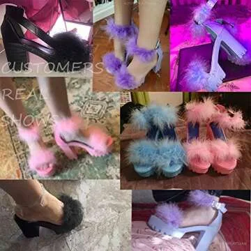 AOSPHIRAYLIAN Womens Platform Faux Fur Sandals Chunky Heel Open Toe Ankle Strap High Heeled Dress Pumps