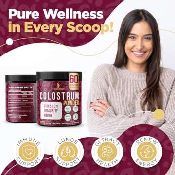 InstaSkincare Bovine Colostrum Powder - Pure Bovine Colostrum for Humans - Grass Fed Colostrum Supplement for Gut Support, Immune Health and Hair Growth - Made in USA 3.17 OZ