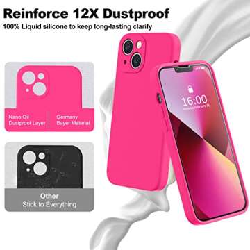 BossKiss Compatible with iPhone 13 Case, Premium Silicone Upgraded [Camera Protection] [2 Screen Protectors] [Soft Anti-Scratch Microfiber Lining] Phone Case for iPhone 13 6.1 inch - Hot Pink