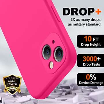 BossKiss Compatible with iPhone 13 Case, Premium Silicone Upgraded [Camera Protection] [2 Screen Protectors] [Soft Anti-Scratch Microfiber Lining] Phone Case for iPhone 13 6.1 inch - Hot Pink