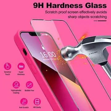 BossKiss Compatible with iPhone 13 Case, Premium Silicone Upgraded [Camera Protection] [2 Screen Protectors] [Soft Anti-Scratch Microfiber Lining] Phone Case for iPhone 13 6.1 inch - Hot Pink