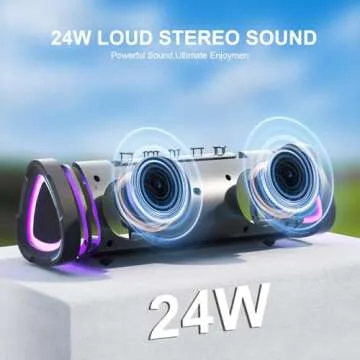 Vanzon V40 Bluetooth Speakers, Portable Wireless Speaker V5.0 with 24W Loud Stereo Sound, 24H Playtime, TWS & IPX7 Waterproof, Suitable for Travel, Home and Outdoors