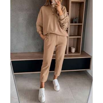 BTFBM 2024 Women 2 Piece Outfits Long Sleeve Pullover Jogger Pants Lounge Sets Thick Fall Winter Swe...
