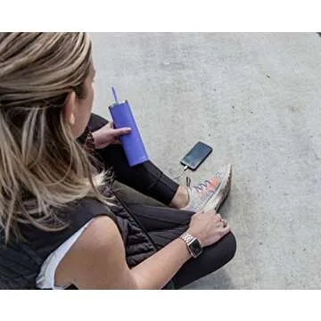 Cupture Stainless Steel Skinny Insulated Tumbler Cup with Lid and Reusable Straw - 16 oz (Bright Teal)