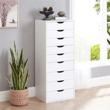 Naomi Home Bianca 9 Drawer Chest, Wood Storage Dresser Cabinet, Large Storage Organizer Makeup Drawe...