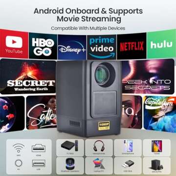 [Bluetooth & WIFI Projector] Pro Version Premium Projector HDR 5G AAXA L500 1080p Wireless Mirroring...