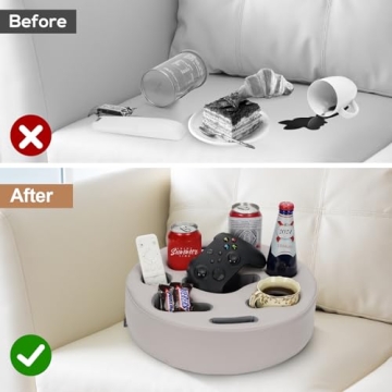 Couch Cup Holder Pillow for Drinks and Remotes