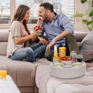 Couch Cup Holder Pillow for Drinks and Remotes