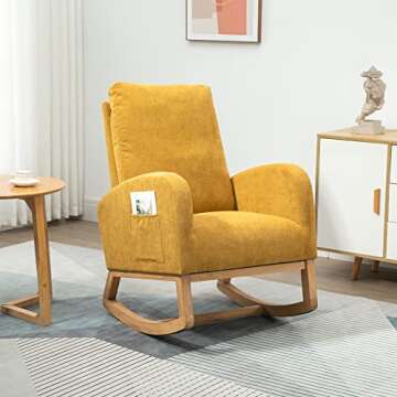 Dolonm Rocking Chair Mid-Century Modern Nursery Rocking Armchair Upholstered Tall Back Accent Glider...