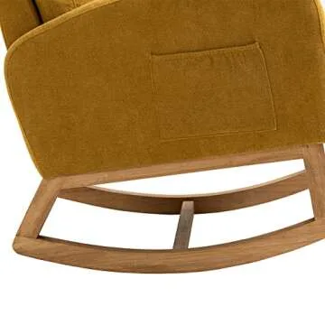 Dolonm Rocking Chair Mid-Century Modern Nursery Rocking Armchair Upholstered Tall Back Accent Glider Rocker for Living Room (Yellow)