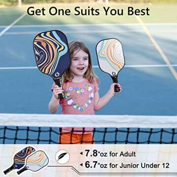 Niupipo Pickleball Paddles, Parent, Child Pickleball Set, USAPA Approved Pickleball Paddles 4 Pack, 4 Balls, 1 Pickleball Bag, Fiberglass, Lightweight Pickleball Paddle