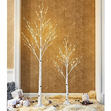 Fudios Lighted Birch Trees 4FT for Home Christmas Decor