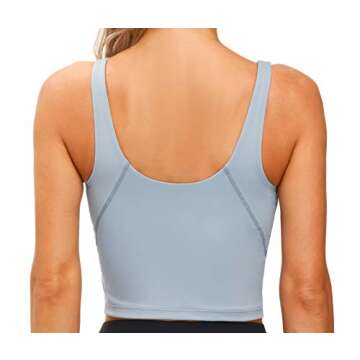 Women’s Longline Sports Bra Wirefree Padded Medium Support Yoga Bras Gym Running Workout Tank Tops (Denim Blue, X-Large)