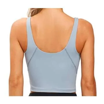 Women’s Longline Sports Bra Wirefree Padded Medium Support Yoga Bras Gym Running Workout Tank Tops (Denim Blue, X-Large)