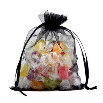 Bskifnn 100pcs Halloween Organza Bags for Gifts and Favors