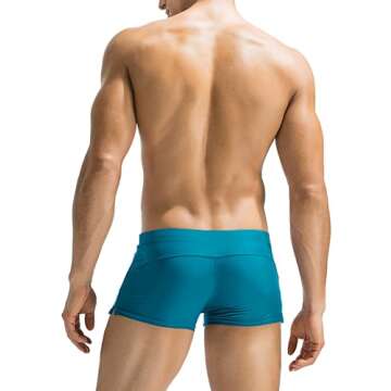 COOFANDY Mens Quick Dry Lightweight Square Leg Cut Trunks Swimwear, X-Large, 1 - Sky Blue