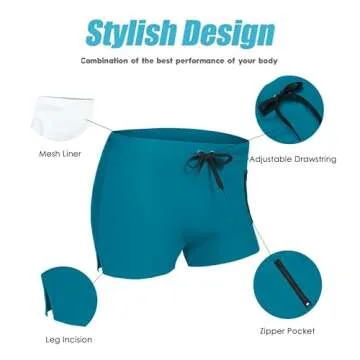 COOFANDY Mens Quick Dry Lightweight Square Leg Cut Trunks Swimwear, X-Large, 1 - Sky Blue