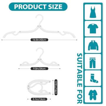 30 Pcs Travel Hangers Portable Foldable Travel Hanger Organizer, Plastic Travel Accessories Essentia...