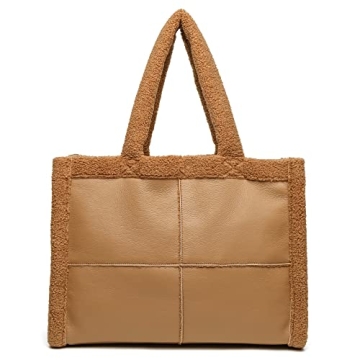 Vegan Leather Sherpa Tote Bag - Winter Fashion Essential