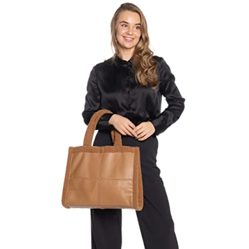 Vegan Leather Sherpa Tote Bag - Winter Fashion Essential