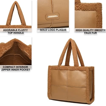 Vegan Leather Sherpa Tote Bag - Winter Fashion Essential