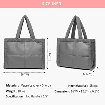 Vegan Leather Sherpa Tote Bag - Winter Fashion Essential