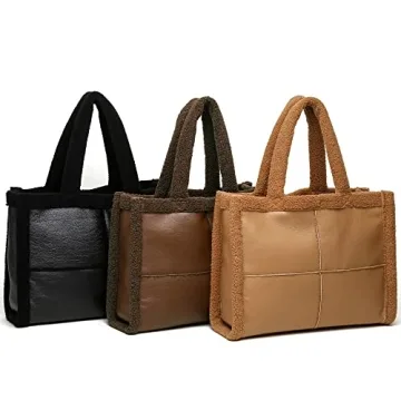 Vegan Leather Sherpa Tote Bag - Winter Fashion Essential