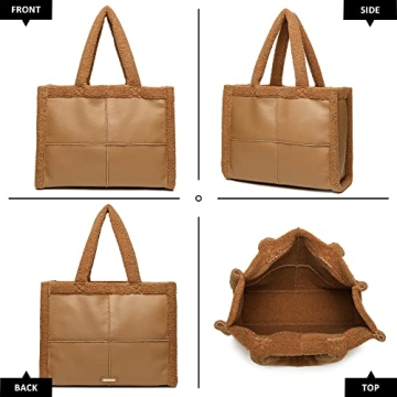 Vegan Leather Sherpa Tote Bag - Winter Fashion Essential