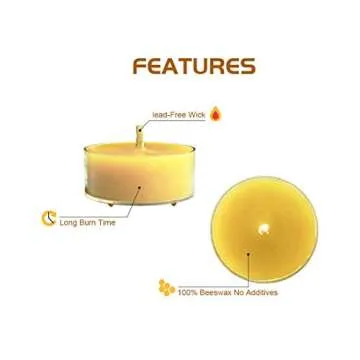 12pcs Beeswax Tealight Candles - Organic Honey Scent