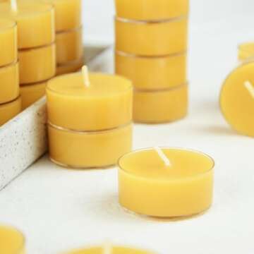 12pcs Beeswax Tealight Candles - Organic Honey Scent