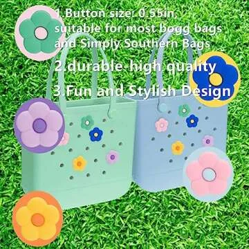 Enruiya Charms fits for Bogg Bags Flower Charms Accessories fits for Simply Southern Beach Totes Decoration