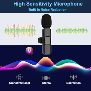 Vislla Wireless Lavalier Microphone for iPhone, iPad and Android Devices, Noise Cancelling