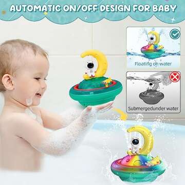 Baby Bath Toys for Toddlers, CRIOLPO Spray Water Toy Rotation Baby Light up Bath Toys, Automatic Induction Sprinkler Shower Toys with LED, Bathtub Pool Bath Toys Gift for 1 2 3 4 5 Year Old Boys Girls