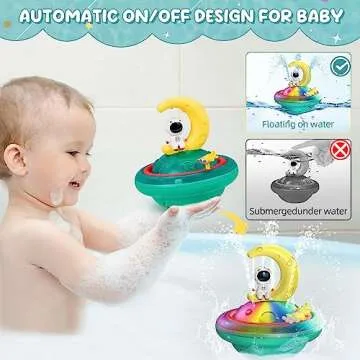 Baby Bath Toys for Toddlers, CRIOLPO Spray Water Toy Rotation Baby Light up Bath Toys, Automatic Induction Sprinkler Shower Toys with LED, Bathtub Pool Bath Toys Gift for 1 2 3 4 5 Year Old Boys Girls