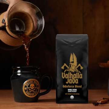 Death Wish Coffee, Valhalla Java Odinforce Blend - Whole Bean Dark Roast - Extra Kick of Caffeine - ...