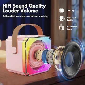 Karaoke Machine, Portable Bluetooth Speaker with Wireless Microphones for Kids Adult, Birthday Family Party Gifts Toys for Toddler Girls Boys 3 4 5 6 7 8 9 10 11 12+ Year Old