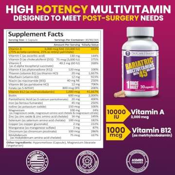 ProCare Health Bariatric Multivitamin with Iron 45mg (30 Easy to Swallow Capsules) - Post Op Bariatr...