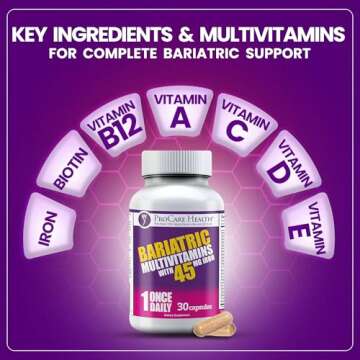 ProCare Health Bariatric Multivitamin with Iron 45mg (30 Easy to Swallow Capsules) - Post Op Bariatric Vitamins for Gastric Bypass Pills for Sleeve Patients, Sustain Recovery & Energy (1 Month Supply)