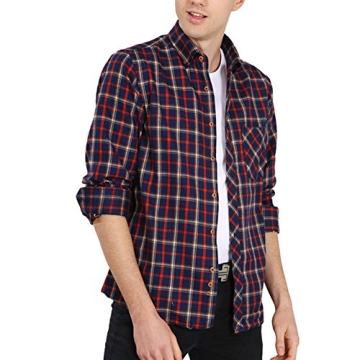 Chen Men Button Down Casual Plaid Long Sleeve Shirt for All Occasions