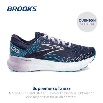 Brooks Women's Glycerin 20 Neutral Running Shoe - Peacoat/Ocean/Pastel Lilac - 9 Medium