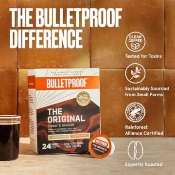 Bulletproof Original Medium Roast Single-Serve Pods, 24 Count, Arabica Coffee Sourced from Central and South America