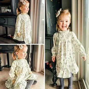 Curipeer Baby Girls Floral Dress for Spring and Autumn
