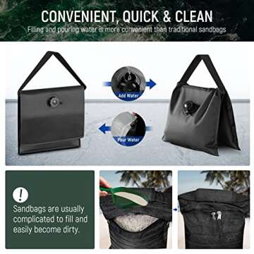 NEEWER Saddle Water Weight Bag, Heavy Duty Portable Counterbalance Sand Bag for Tripod, Light Stand, Background Support, Outdoor Studio Photography, Pool Ladder, Maximum Load 11lb/5kg, 4 Packs (Black)