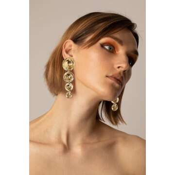 HolidayQbee Gold Clip On Earrings Clip On Earrings For Women Gold Clip Earring Statement Long Dangle Earrings Gold Earring Fashion Jewelry Earrings Gift.