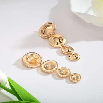HolidayQbee Gold Clip On Earrings Clip On Earrings For Women Gold Clip Earring Statement Long Dangle Earrings Gold Earring Fashion Jewelry Earrings Gift.
