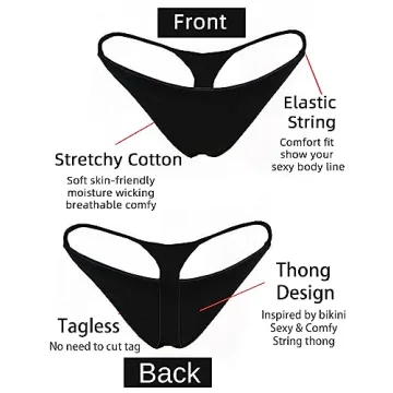 KUKU PANDA Women's Comfortable Cotton Thongs 3 Pack