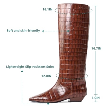 COMJUY Women Knee High Boots Stylish Low Heel Comfort