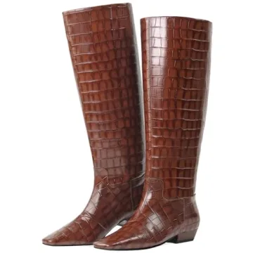 COMJUY Women Knee High Boots Stylish Low Heel Comfort